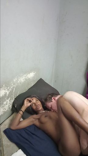 Black Girl Panty Fucked and Gives Nice Sloppy Blowjob