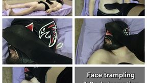 Face trampling and body trampling with black stockings