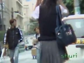 Jolly Japanese babes filmed on a in public