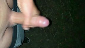 Horny Cumshot Backyard at the Night