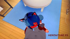 BNA Furry Hentai - Michiru sucks a dick and he cum'_s in here mouth