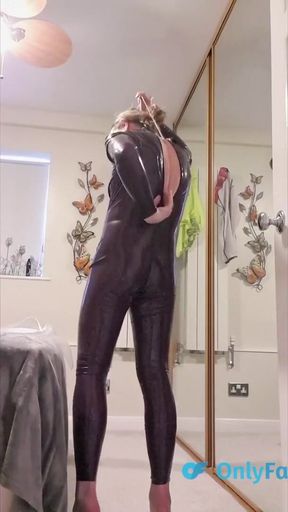 Stunning moment from &quot;Essex Girl Lisa dressing up in my latex catsuit&quot;