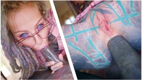 Sexy Nerdy Tattoo Teen In Glasses Ass Pumping P-O-V - Gape, Deepthroat, Cumshot