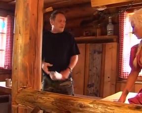 Big Boobed Blonde Greman Slut Fucked Hard in the Log Cabin