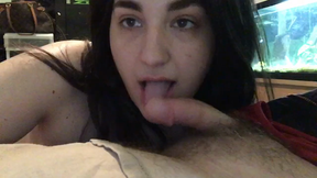 brunette with braces gets a mouth full of cum!