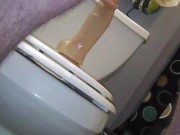 Huge dildo splits hairy ass wide open