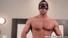 Young man with beard masturbating before cumming hard