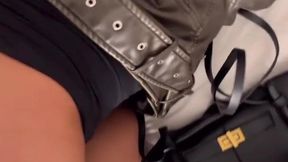 Amateur couple gets huge cum load on her ass and his leather jacket