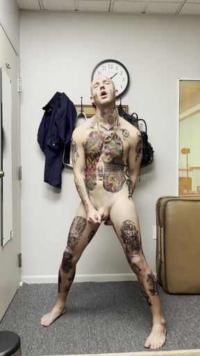 Face Tatted Twink Jerking While Dildo Fucked