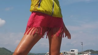 Hairy Pussy PEE on Public Beach # Up skirt NO PANTIES