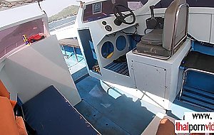 Skinny amateur Thai teen Cherry fucked on a boat by a big european cock