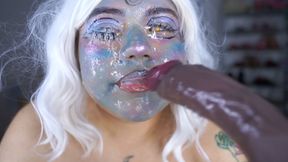 alien goes crazy and devours your cock and makes