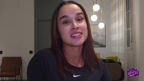 Latina model Abella Olsen swallows cum after wild fuck on Spanish streets