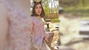 Cute trans girl decides to jerk off during a random stroll thru the park