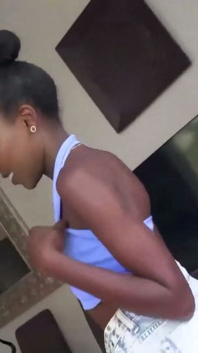 This PETITE EBONY TEEN asked about Europe at her casting... so I drilled her raw till she came   Clip 1