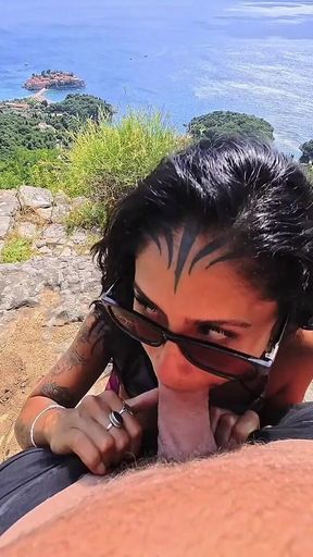 Hardcore Fuck I Almost Fell Over the Cliff - Rough Doggy Style Sex and Intense Blowjob Outdoor in POV
