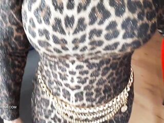 Leopard body con costume and smokin'