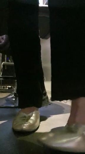 Dangling with My golden jacques Levine slippers