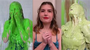 Margot Is Slime Blasted in a Blue Satin Dress (2024 Edit)