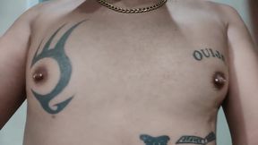 Showing Tattooed Breasts and Pierced Nipples - Squeezing and Touching Breasts - Tits Play