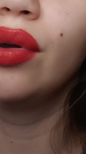 Big red lips smoking close up   Clip 1