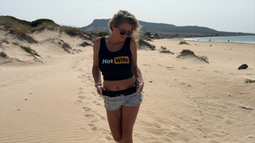 Flashing with Pussy Exposed On Public Beach