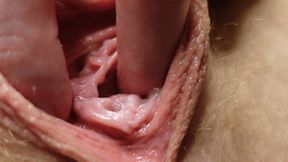 Extreme closeup big pussy fingering