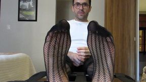 Gio in fishnet socks