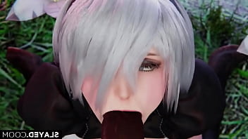 Nier: Automata - 2B es una adicta a chupar pollas negras