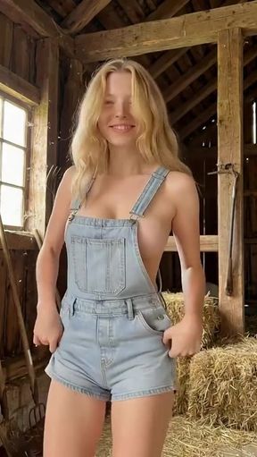 Athletic blonde young adult stands and amateurishly pleasures herself