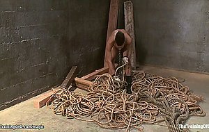 Ebony slave gets bondage and training