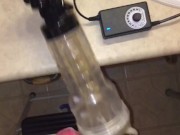 Clear Fleshlight adapted to my Hismith Sex Machine pleasured my cock. Slo-Mo Cumshot Ropes included