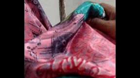Jerking in maids silk satin saree cumshot