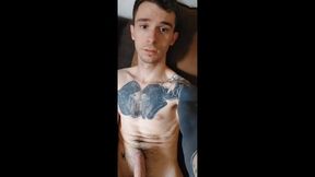 Tatted hairy twink cumming