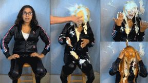 eRica is hit with pies & covered with maple syrup in her Adidas 62 Chilie Outfit