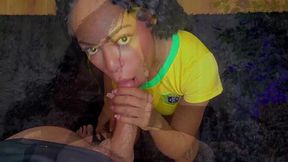 Naughty Brazilian girl takes huge black tool at husband's house
