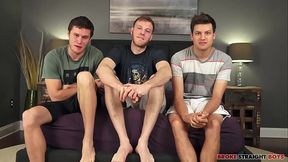 3 way sucking and fucking from these three straight jocks.  See who get'_s fucked raw in this hardcore gay porn video.