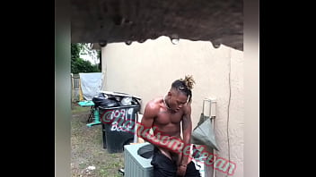 Neighbors Watch young man jerk his dick in the rain (Handsomedevan)