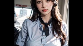 (3D ANIMATED HENTAI ASIAN MODEL) In the airplane (with pussy masturbation ASMR sound!)