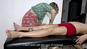 He Managed to Take off the Masseuse's Clothes and Convince Her to Give Him a Blowjob and Sit on Him.