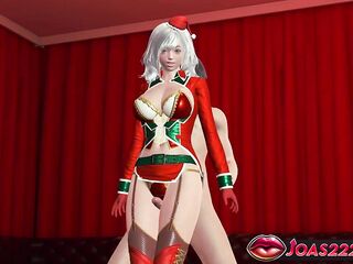 Christmas CG Manga of Hot Large Melons Ms. Santa in Red Underware - Thighjob Fetish, Reverse Standing Screw & Creampie