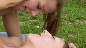 rollerskating teens take a break to lick each others pussy and dildo fuck