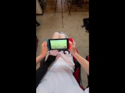Femboy gets a handjob from his friend while playing Nintendo Switch