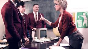 ”Detention students gangbang their big tits professor Dee Williams after school”