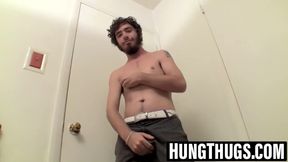 Straight thug strokes hard piece of meat on cam