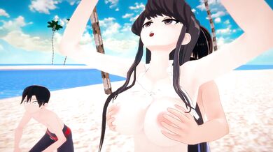 Komi Time Stop Cums On Bikini Beach Hottie