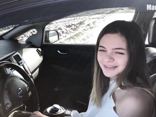 HOT PUBLIC SEX IN a CAR - in the Middle of the Winter Field