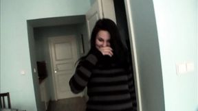 German slut takes a caning and gives a thorough ass blowjob