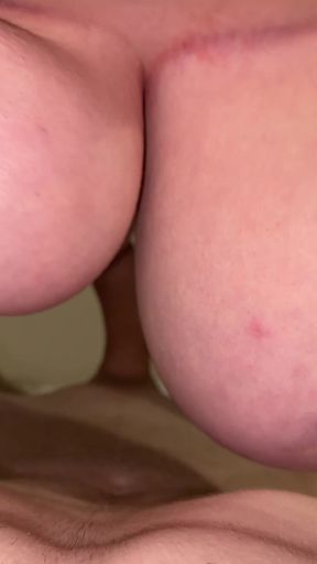 Blowjob shooting between big tits p2