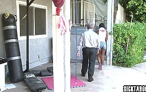 After workout black Jessica Grabbit sucked dick and pleased dirty stepdad